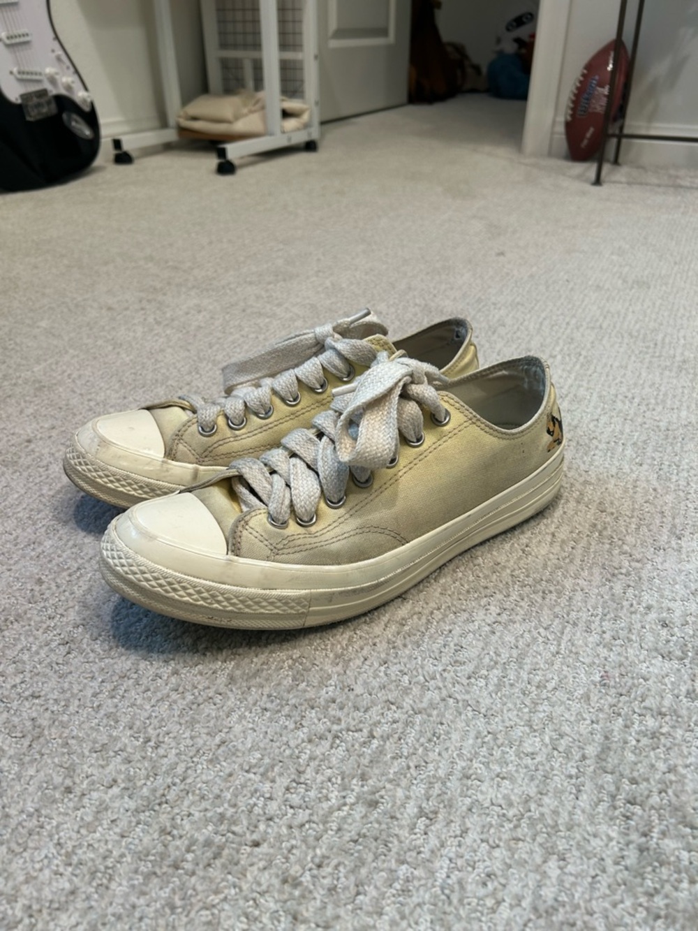 Golf Le Fleur Low-Top Canvas Sneakers in Cream and White